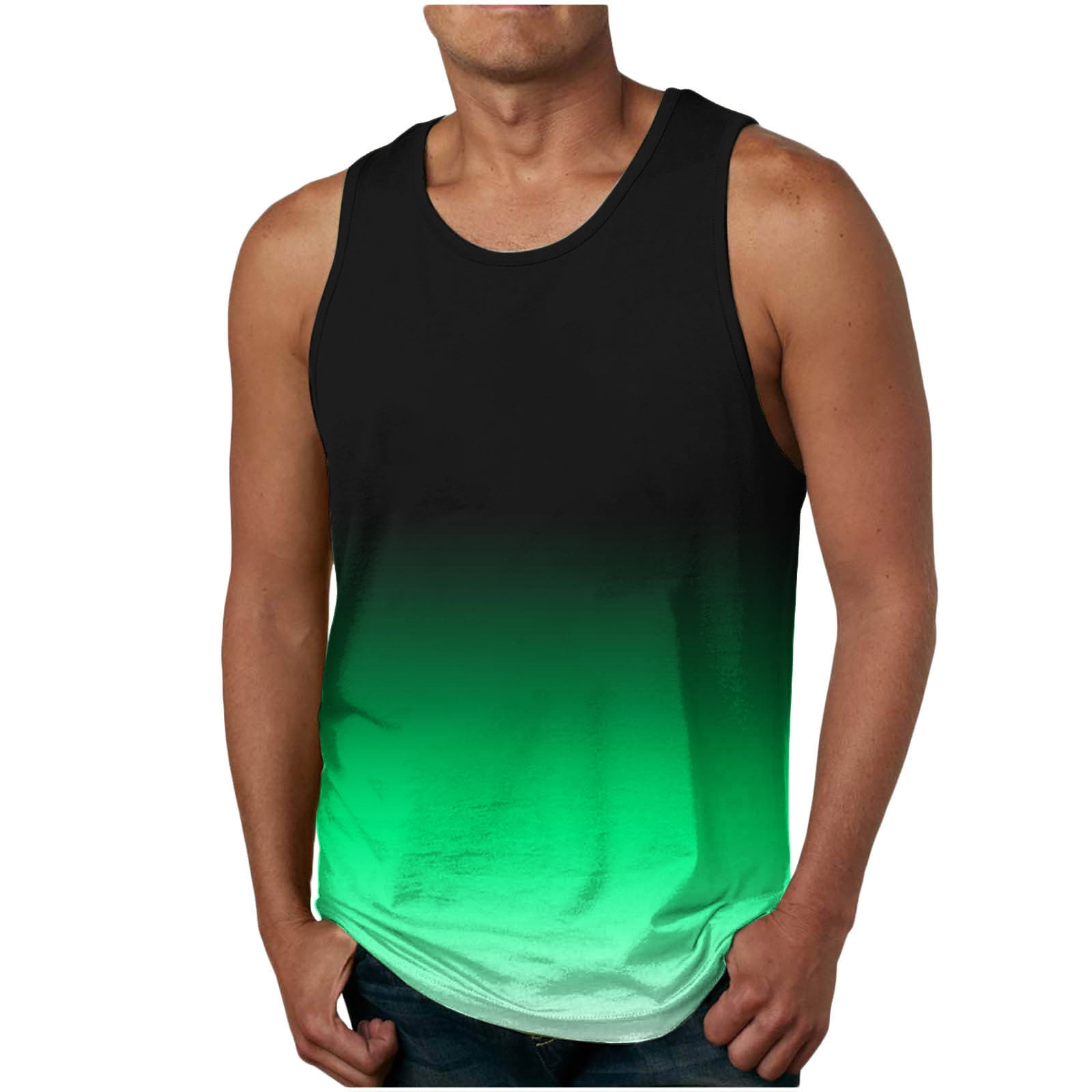 Bufgaceh Men's Ombre Tank Tops Beach Novelty Gradient Color Sleeveless