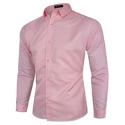 Bufgaceh Mens Classic Button Down Dress Shirt Regular Fit Long Sleeve Oxford Lapel Collar Solid Business Work Office Shirts