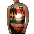 thumbnail image 1 of Bufgaceh Mens Sleeveless Tank Tops Casual 3D Hawaiian Graphic Tees Workout Gym Shirts Palm Tree Vintage Style T-Shirt, 1 of 4