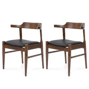 Buford Mid-Century Faux Leather Dining Chair in Black Pair
