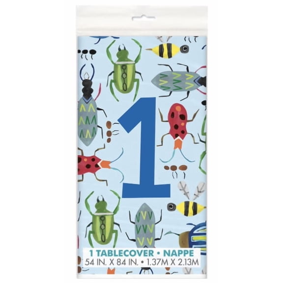 Bug 1st Birthday Party Tablecover Plastic, 1 ct, Unique Industries