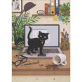 thumbnail image 1 of Bug Art Laptop Kitty: Black Kitten and Spilled Coffee Cup Blank Note Card, 1 of 2
