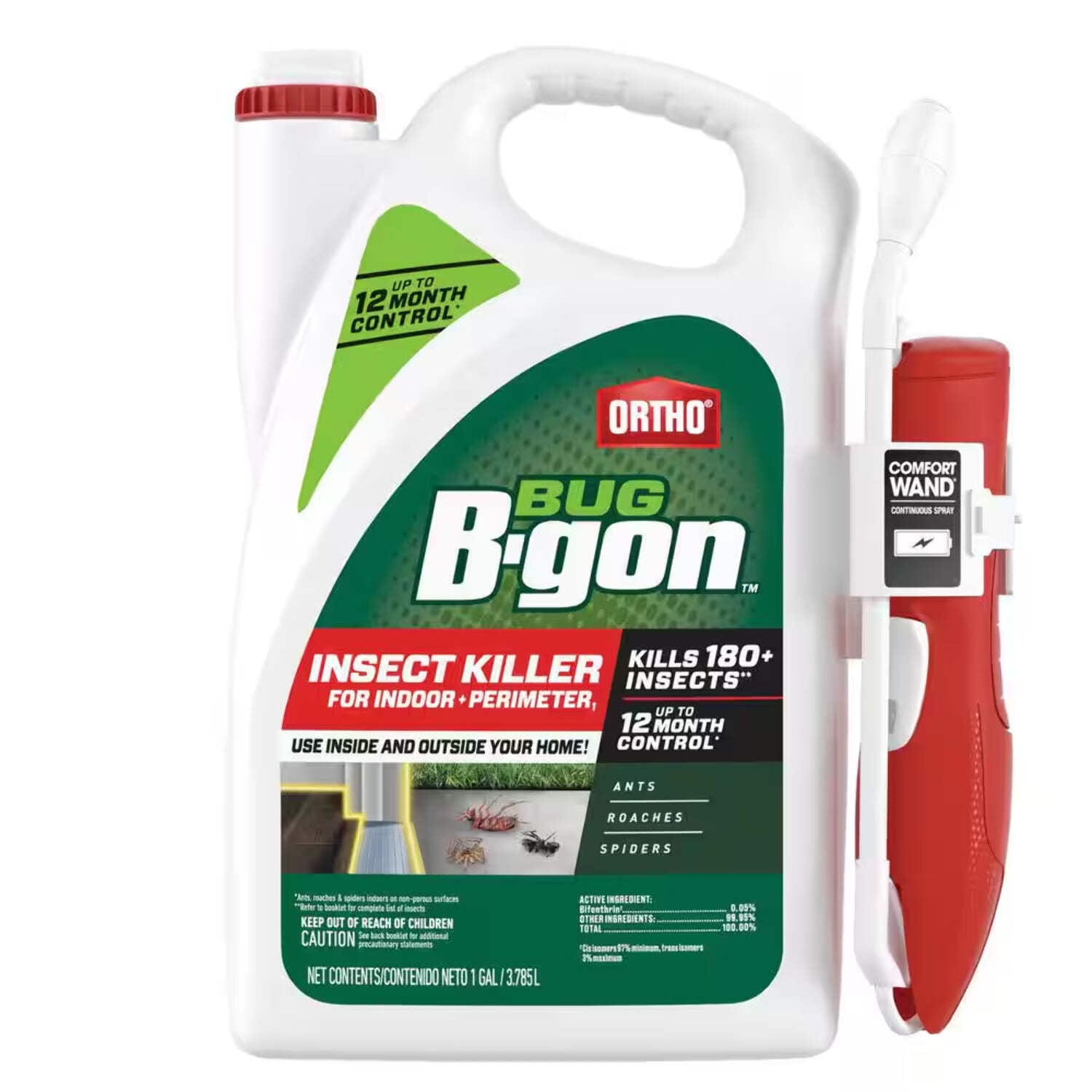 Bug B-Gon Insect Killer for Indoor plus Perimeter1, 1 Gal. Ant, Cockroach and Spider Insect Killer with Comfort Wand