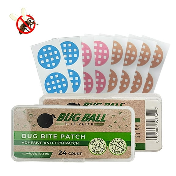 Bug Ball Bug Bite Patch, 24 Count, Natural Insect Bite Itch Relief from Mosquitos and Other Biting Insects, 10 Pack
