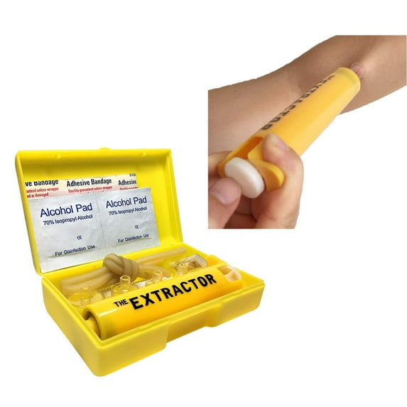 Bug Bee Sting Snake Bite Venom Extractor Suction Kit Tool Pump First Aid Safety Fast Emergency for Hiking Backpacking Camping Yellow Color(12*8*3cm)