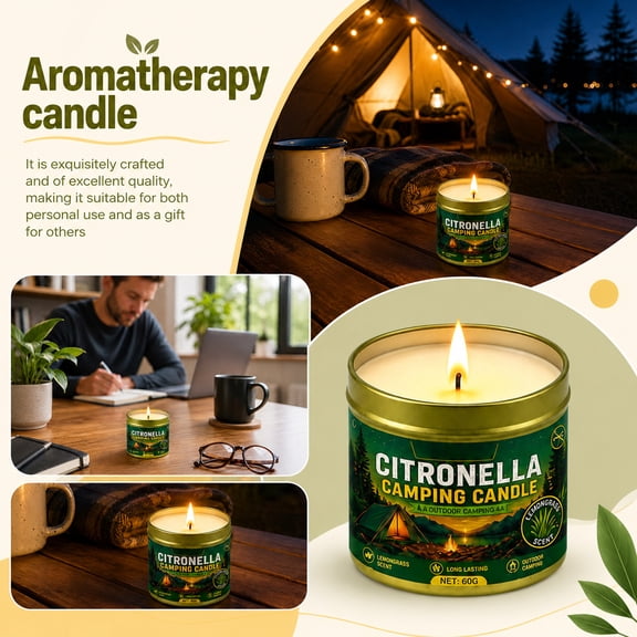 Bug Candle, Long Scented, Patio Mosquito, Designed for Mosquito Camping Use, Works for Backyard Barbecues, Glamping and Fishing Trips, Thoughtful Gift for Outdoor Party Hosts,