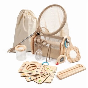 Bug Catcher For Kids,10pcs Wooden Bug Catching Kit Outdoor Toys Ages 3-8 Explorer Activities Butterfly Net Magnifying Glass Tweezers Insect Habitat