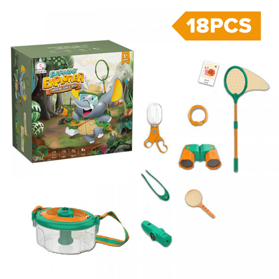 Bug Catcher for Kids, 18Pieces Bug Catching Kit with Bug Collector Toy Bugs Butterfly Net Magnifying Glass Insect Catcher Tweezers, Outdoor Explorer Kit for Kids Age 3-12
