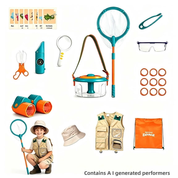 Bug Catcher for Kids 28Pieces Outdoor Exploration Safari Kit for Kids Camping with Binoculars, Adventure, Hiking, Educational Toy Gift for 3-12 Years Old Boys Girls