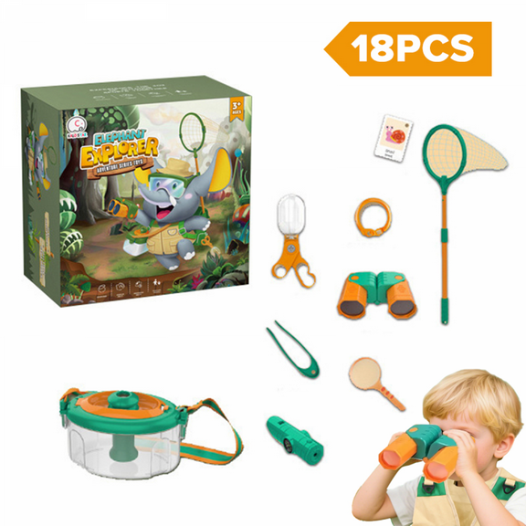 Kids Explorer Kit Bug Catcher Kit, 18Pieces Outdoor Exploration Set with Butterfly Net, Insect Habitat and Tweezers for Kid Christmas Gifts