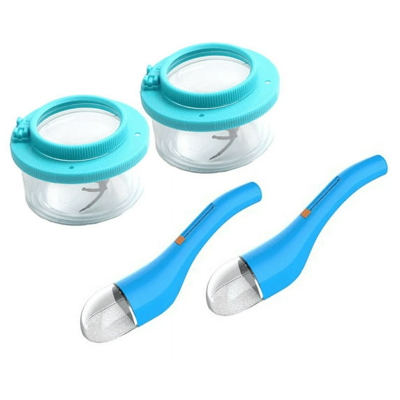 Paddsun Bug Catching Kit Tool,2 Pack Blue Sets for Kids & Adults Quick Release Grabber Trap Spider Insect Catcher