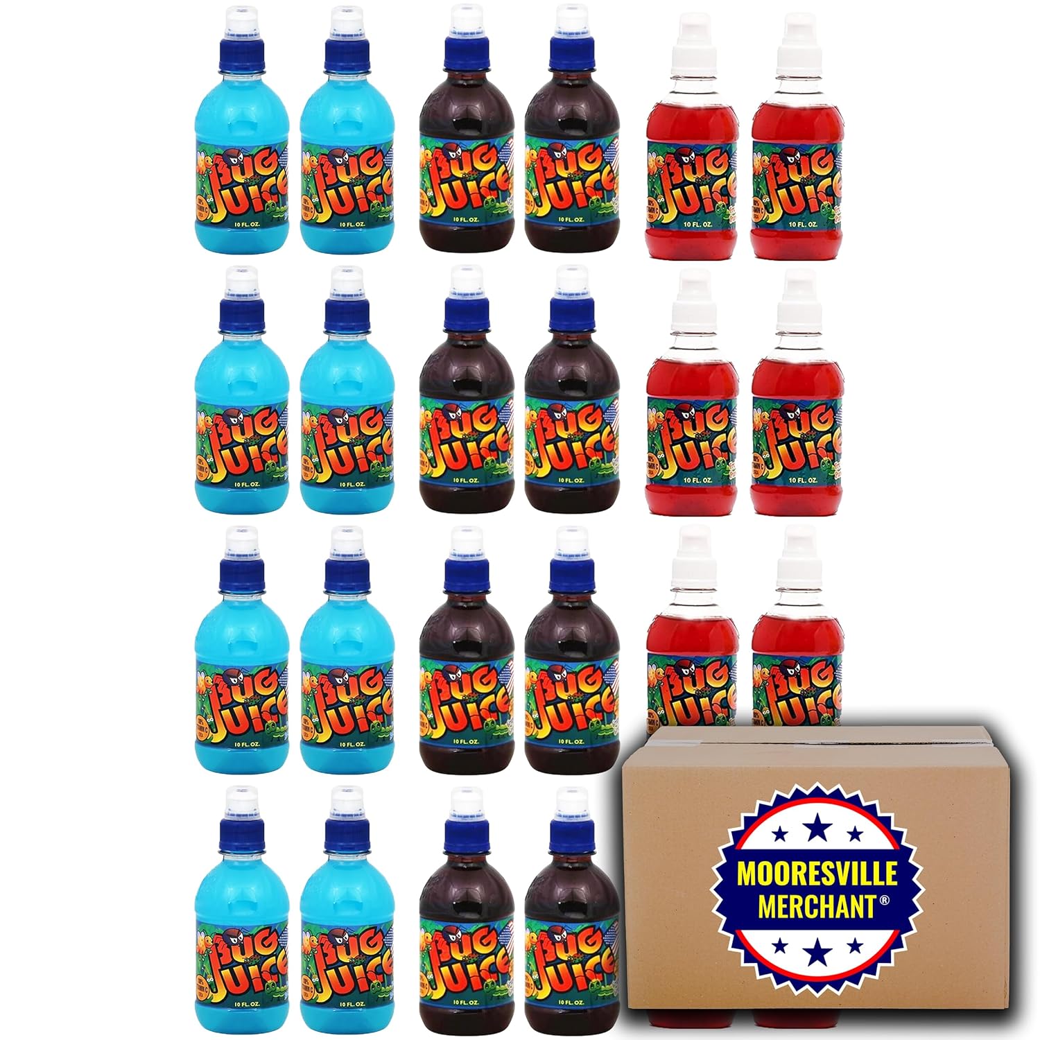 Bug Juice Variety Pack, Berry Raspberry, Fruity Punch, Grapey Grape Fruit Flavored Beverage, 10