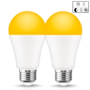 Bug Light Bulbs, 2 Pack Amber Yellow LED Light Bulb, 12W E26 Base 100W Equivalent, 500LM, Decorative Lighting Lamp, Yellow Night Light for Outdoor/Indoor, Porch, Hallway, Bedroom, Living Room