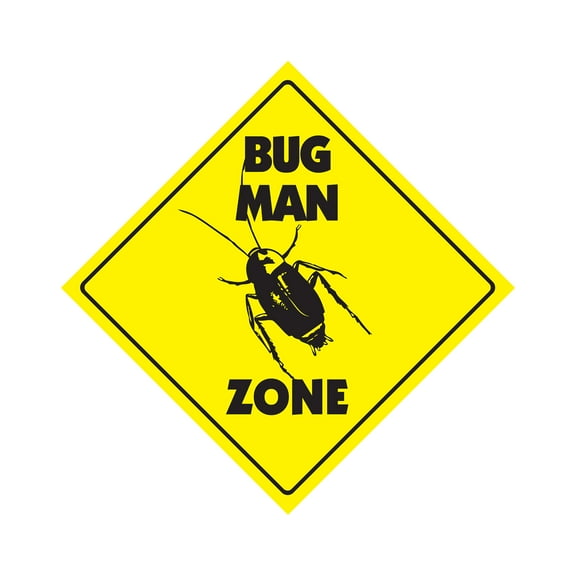 Bug Man Crossing Sign Zone Xing | Indoor/Outdoor | 20" Tall pesticide roaches trap bait kill termite