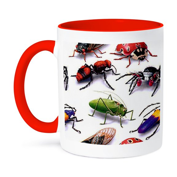 3dRose, Bug Pattern , 11oz Two-Tone Red Mug