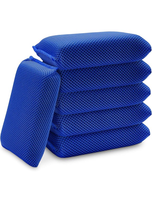 Mesh Bug Sponge, Car Wash Sponge for Cleaning Bugs and Tar, Royal Blue, 4 inch by 7 inch, 6 Pack