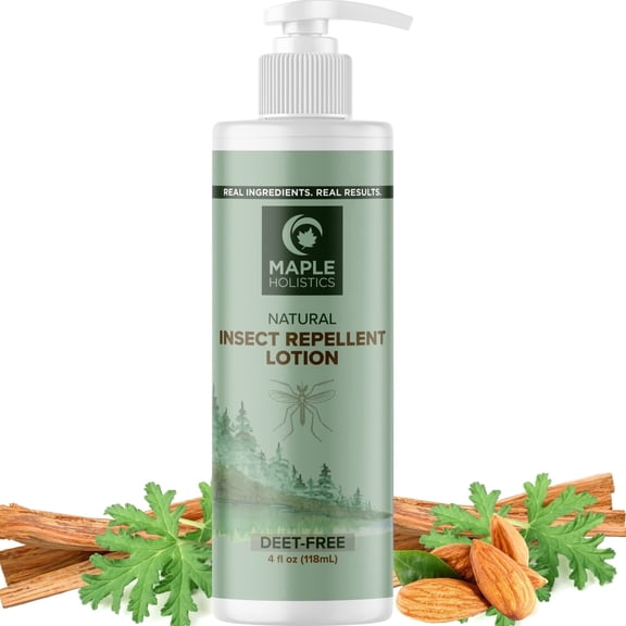 Bug Repellent Lotion for Adults & Kids - DEET Free Insect Repellent Lotion for Ticks & Mosquitoes - Made with Citronella & Lemongrass - Dermatologist Tested - Light Scent Vegan & Cruelty Free (4oz)