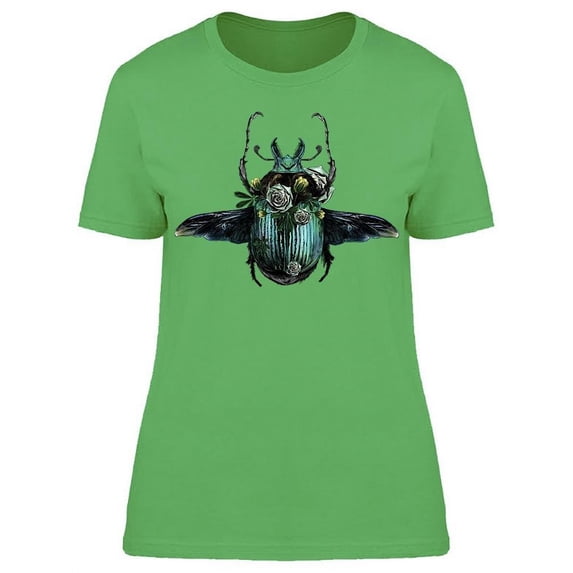 Bug Scarab Flowers T-Shirt Women -Image by Shutterstock, Female Small