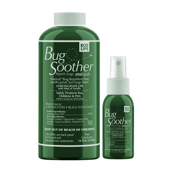 Bug Soother Natural Insect & Mosquito Repellent Spray, Deet-Free, 16 oz Refill + 1 oz.