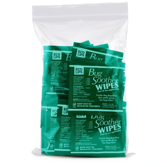 Bug Soother Wipes (30 ct) - Natural Mosquito Repellent & Deterrent - Disposable Bug Wipes