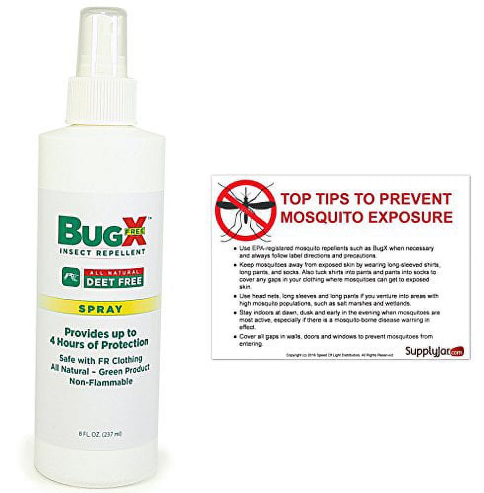Bug X DEET FREE Natural Insect Repellent Spray 8oz Pump Spray Bottle NO