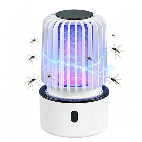 Bug Zapper - Electric Bug Zapper Mosquito Control Lamp 3000V USB Rechargeable Waterproof Mosquito Repellent Bug Control Hang for Indoor Outdoor Camping (White)
