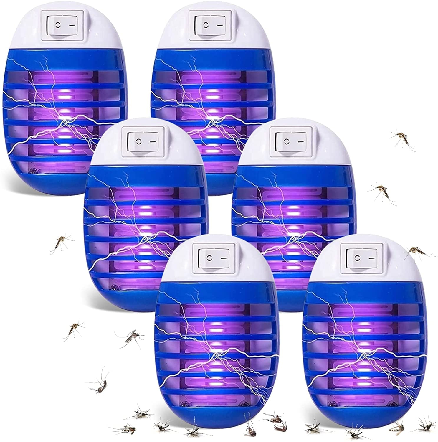 Bug Zapper Indoor, 6 Pack Plug-in Mosquito Killer Trap, Electric Little Gnats Fly Trap for House, Mini Insect Killer Light Eliminates Flying Pests for Home,Bedroom, Kitchen, Office