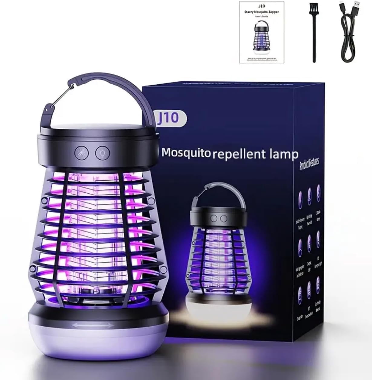 Bug Zapper Indoor Outdoor, Electric Mosquito Kiler Fly Trap with LED Light, 2000V Cordless Portable Mosquito Zapper Flying Insects Kiler with Lamp Bulb for Home Camping Patio Backyard