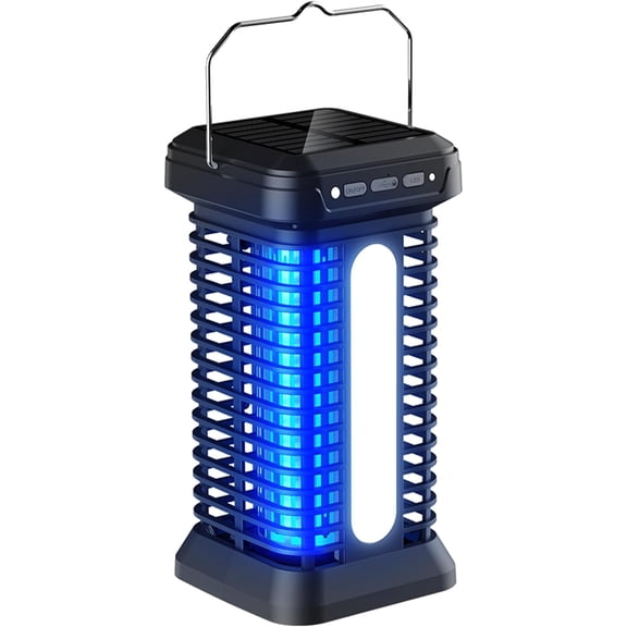 Bug Zapper Indoor Outdoor, Solar Mosquito Zapper 2 in 1 Portable & Rechargeable with Solar Panel LED Night Light, Waterproof Fly Zapper for Home Backyard, Patio, Backyard, Garden