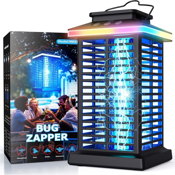 Bug Zapper Outdoor, 2026 Upgraded 3 in 1 Rechargeable Bug Zapper with 5000mAh Battery & LED Night Light, 4000V Cordless Waterproof Mosquito Zapper for Outside,Patio,Backyard,Garden Black