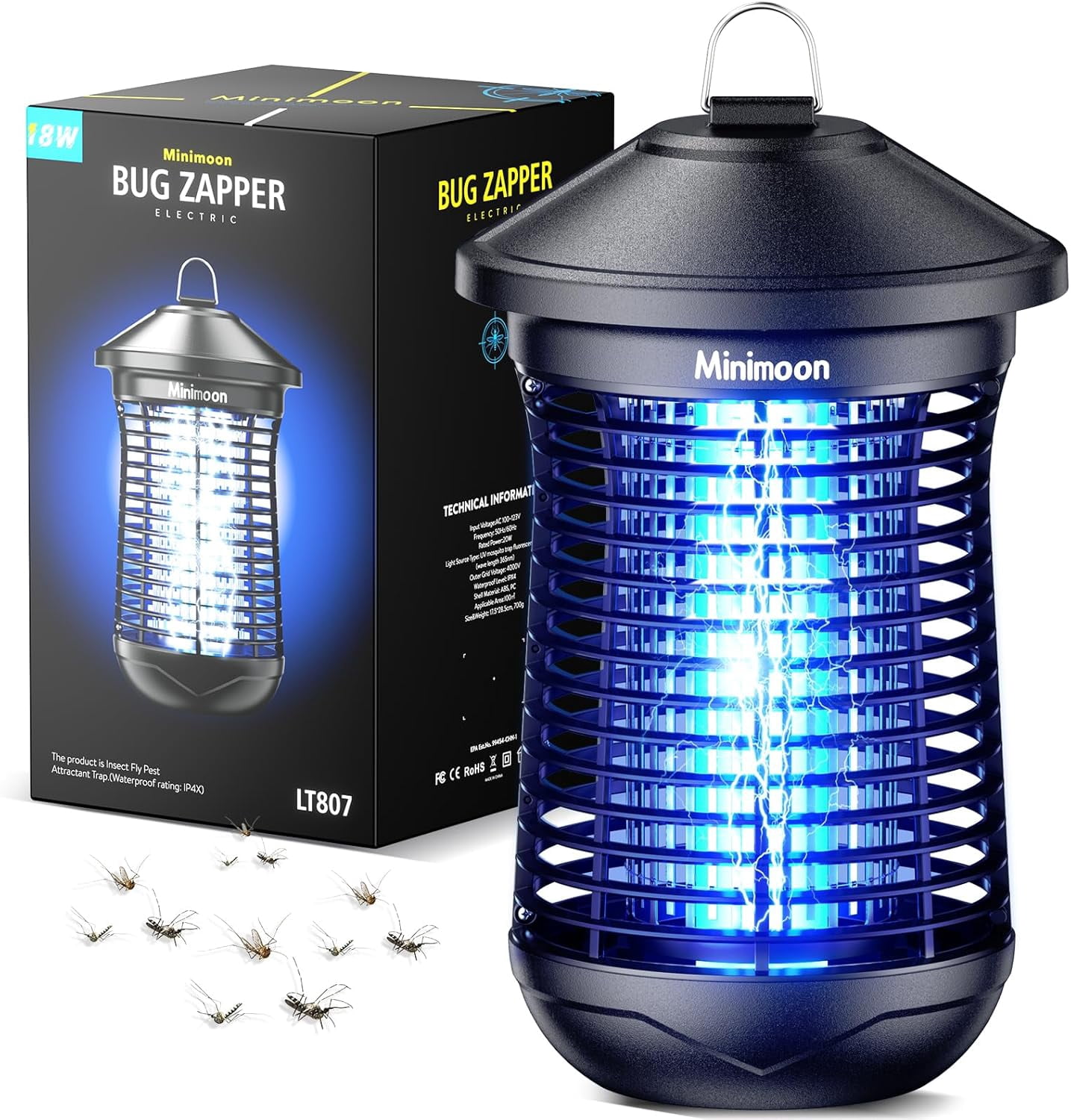 Bug Zapper Outdoor 4000V Electric Mosquito Zapper Plug-in Fly Zapper ...