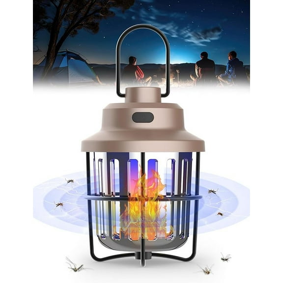 Bug Zapper Outdoor Camping Light Flashlight with Mosquito Zapper, Portable & Rechargeable Flying Insect Killer Lantern, IPX4 Waterproof Indoor and Outdoor Use for RVs, Camping, Home, Patio