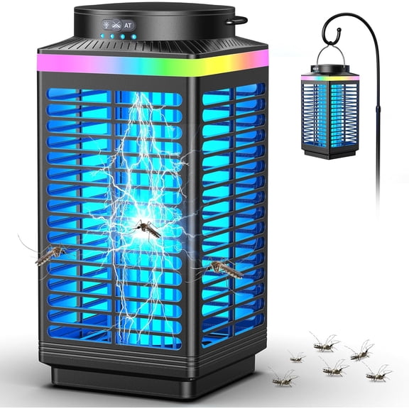 Bug Zapper Outdoor Cordless, 4200V Electric Mosquito Zapper 3 in 1 Portable & Rechargeable Bug Zapper Outdoor Waterproof IP67 with LED Blue Light, Wireless Hanging Fly Zapper for Patio Camping