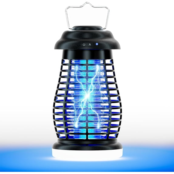 Bug Zapper Outdoor & Indoor,Cordless Portable Mosquito Zapper with Rechargeable 4800mAh Battery & Camping Light,Mosquito Repellent Outdoor Patio,Electric Fly Trap for Patio