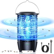 Bug Zapper Outdoor Indoor, Electric Fly Traps Mosquito Zapper Waterproof with LED Light, 4000V USB Rechargable Flying Insects Kiler for Home, Garden, Backyard, Patio, Porch, Camping, Black