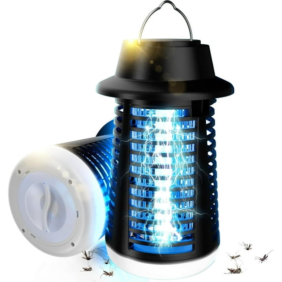 Bug Zapper Outdoor Indoor, Mosquito Zapper, Fly Trap, Waterproof Insect Killer, 3800V Electric Fly Zapper for Home, Patio, Camping, Kitchen, Black, KN-06