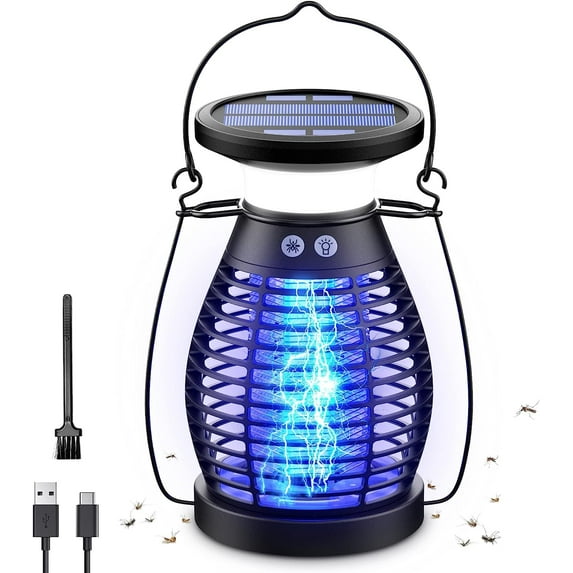 Bug Zapper Outdoor Indoor, Rechargeable Mosquito Zapper Waterproof, Electric Fly Zapper, 3 in 1 Fly Trap, Insect Killer Lamp for Home, Patio, Backyard, Kitchen, Camping