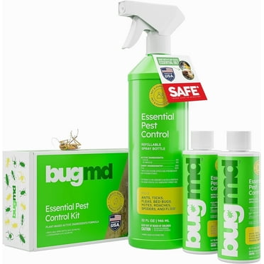 BugMD Ant Killer & Bug Spray - Roach and Cockroach Killer Indoor, Spider Spray for Home, Fly and Insect Defense, Natural, Safe with Essential Oils, Plant-Powered, Pest Control - Starter Kit