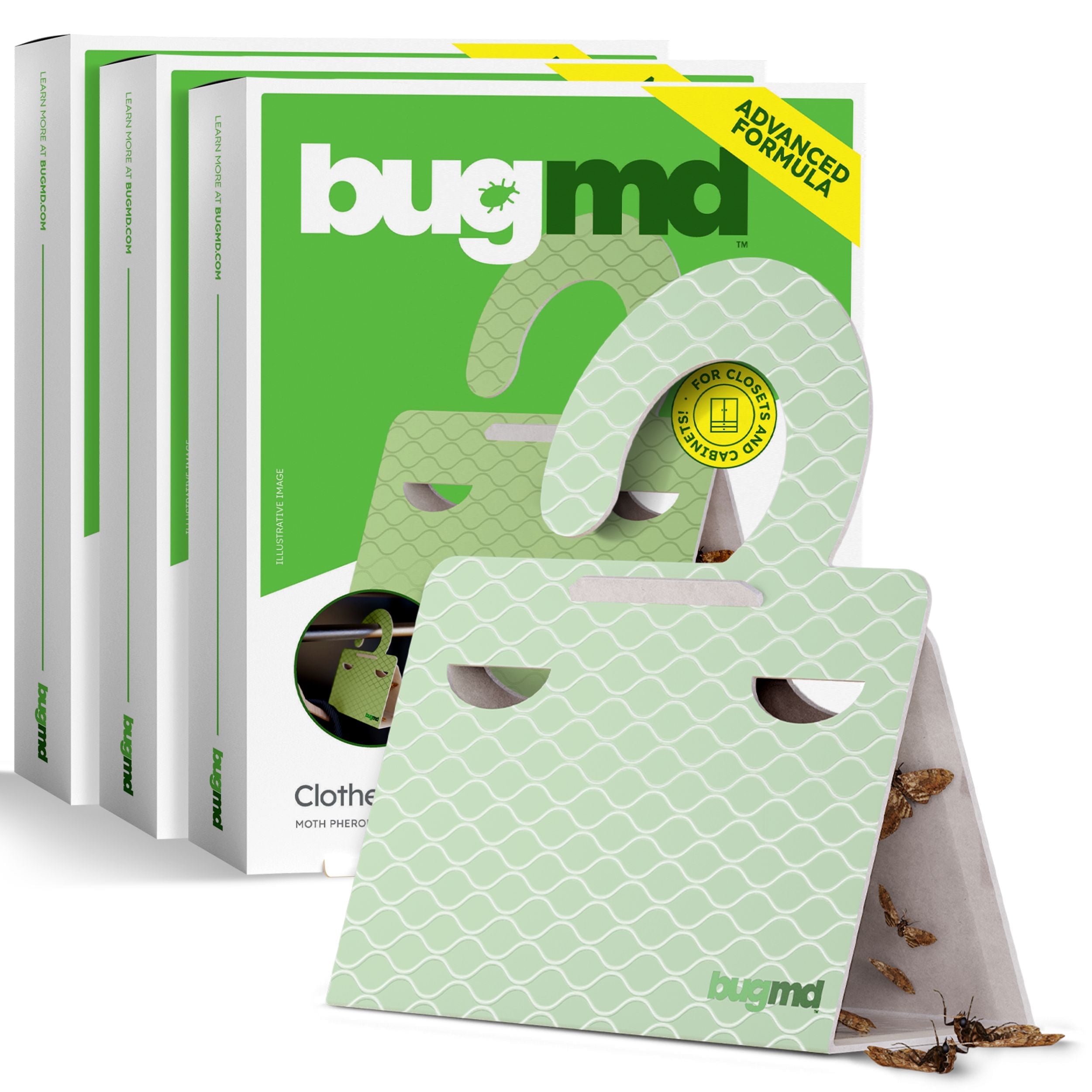 BUGMD Clothes Moth Traps (3 Pack, 18 Traps) - Pheromone Attractor