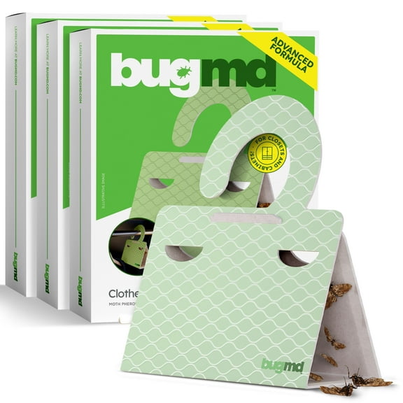 BugMD Clothes & Pantry Moth Traps (18 Count) – Sticky Glue Pheromone-Based Repellent for Closets, Cabinets & Wardrobes – Non-Toxic - Green