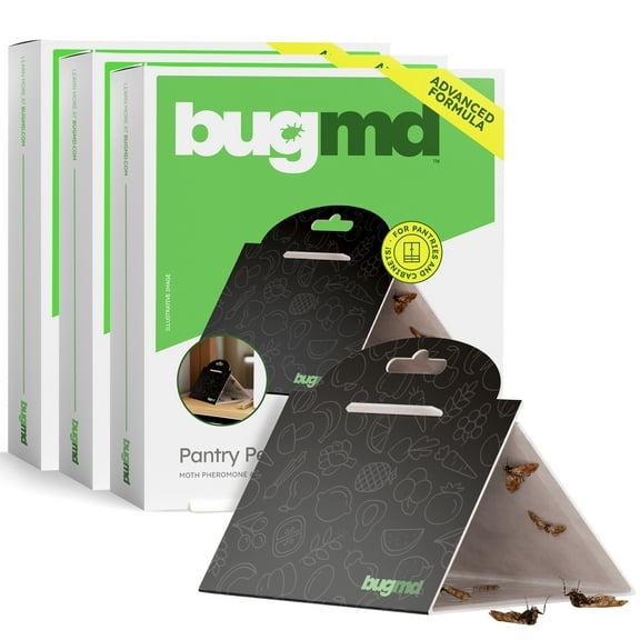 BugMD Pantry Moth Traps (18-Pack) – Pheromone-Based Sticky Glue Traps, Non-Toxic, Kills Indian Meal Moths – Kitchen & Food-Storage Safe - Black
