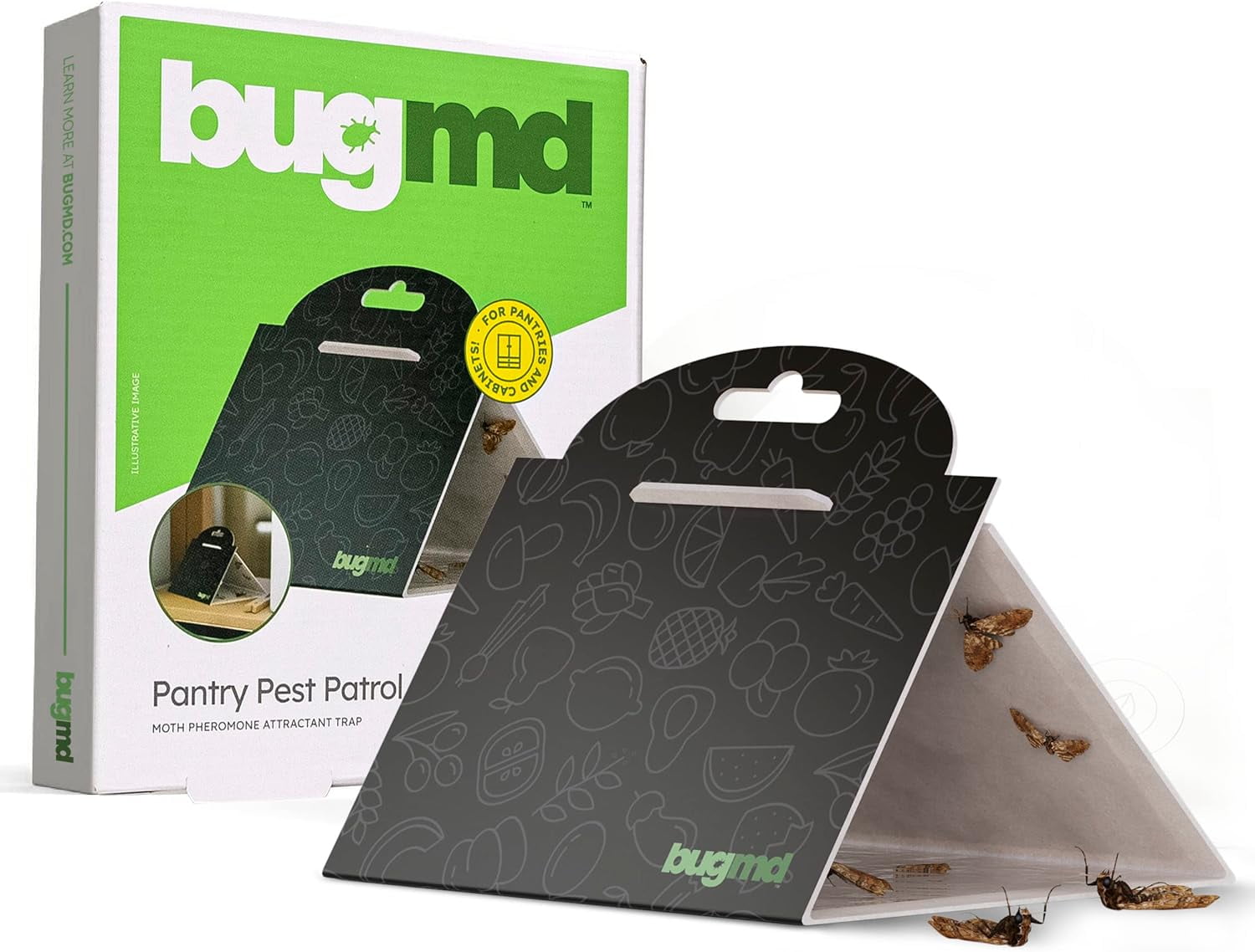BugMD Pantry Pest Patrol (18 Count, Black) Moth Traps for Kitchen