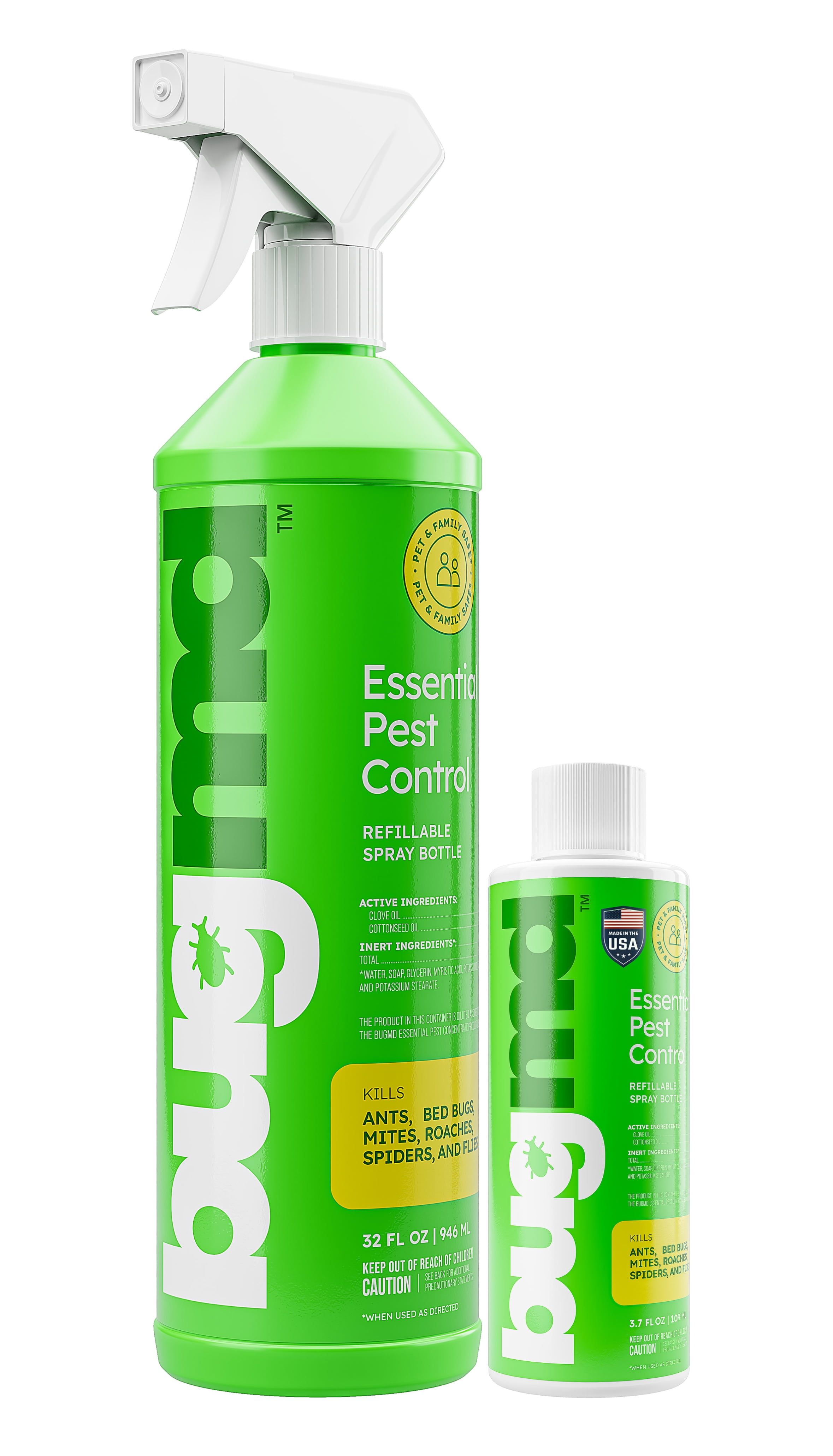 BugMD Pest Control Essential Oil Concentrate 4oz + 32oz Spray Bottle
