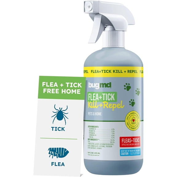 BugMD Pet Safe Flea Spray for Cats & Home | Natural Indoor Flea Killer & Tick Prevention | Plant-Based Flea Treatment for Carpet, Furniture & Cat Trees with Essential Oils