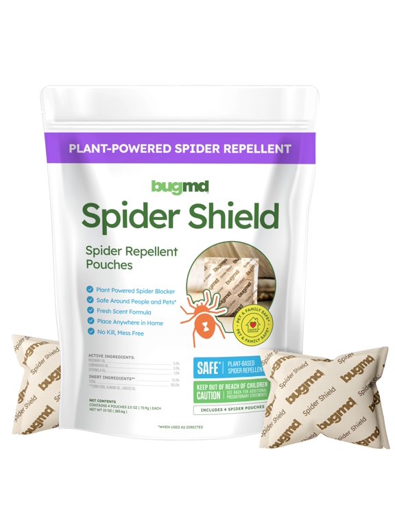 Spider Shield Repellent Pouches | Plant-Based Indoor & Outdoor Spider Repellent | Safe for Pets & Family | Natural Citronella, Rosemary & Lemongrass Oils | Long-Lasting Spider Protection
