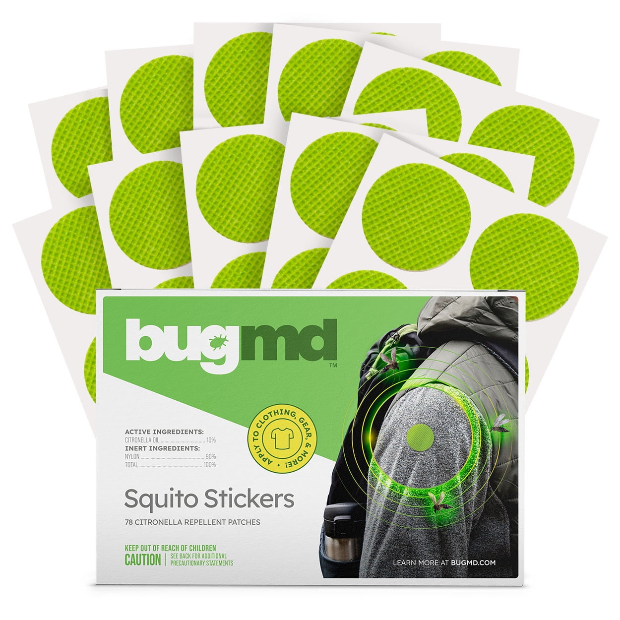 BugMD Squito Stickers for Adults, Citronella-Based Mosquito Repellent  Patches 