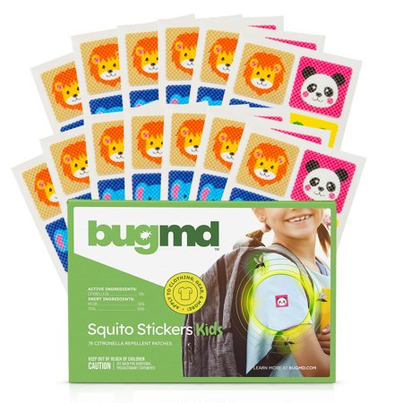 BugMD Squito Stickers for Kids, Citronella-Based Mosquito Repellent Patches