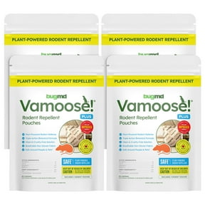 BugMD Vamoose! Plus Peppermint Oil Mouse Repellent Pouches | Natural Mice Repellent Indoor & Rat Deterrent for House, Garage, RV, Car & Storage | Plant-Powered Rodent Control - 4 Pack