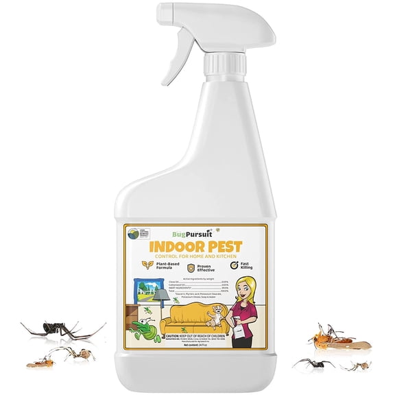 BugPursuit, Instant Natural Indoor Pest Control Spray, Carpet beetle killer, Fly repellent, and many more. USDA Biobased Certified, Plant Based Formula, Made in USA (24 oz)