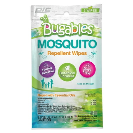 Pic Corporation Bugables Mosquito Repellent Wipes - Family-Friendly DEET Free Formula
